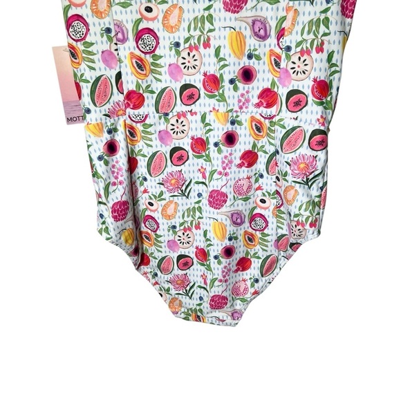 Mott50 Madeline Fresco Crush Print Short Sleeve V Neck One Piece SwimSuit NWT M - Picture 7 of 13